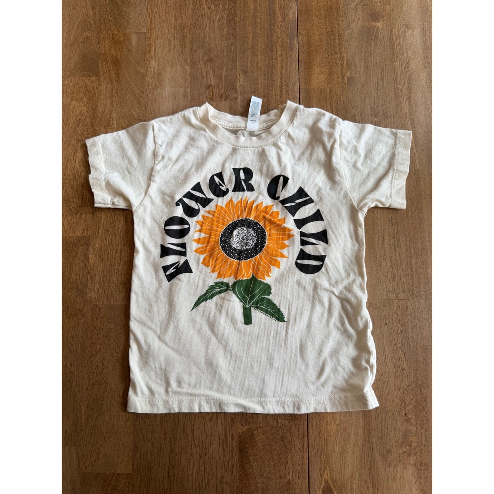 Rylee + Cru Flower Child Sunflower Graphic T-Shirt Cream 4T Kids Short Sleeve